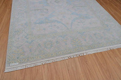 Hand-Knotted Oushak Style Area Rug | Muted Pastel Wool, 8x10 Feet