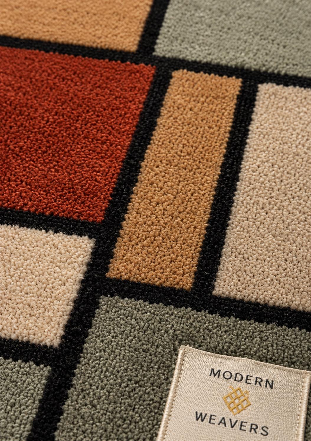 Hand-Tufted Geometric Area Rug | Mid-Century Modern Abstract Block Design | Earthy Contemporary Handcrafted Carpet by ModernWeavers