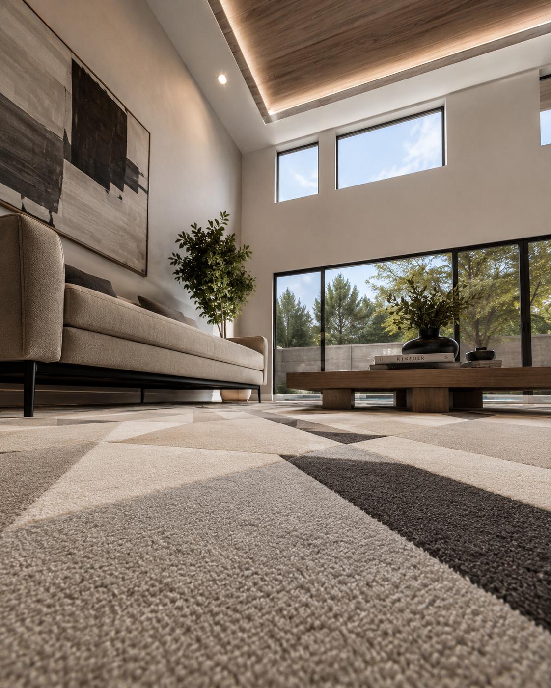 Hand-Tufted Geometric Area Rug | Neutral Modern Abstract Triangle Design | Minimalist Contemporary Handcrafted Carpet by ModernWeavers
