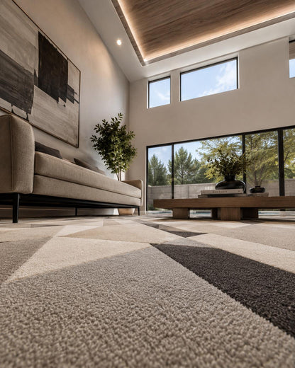 Hand-Tufted Geometric Area Rug | Neutral Modern Abstract Triangle Design | Minimalist Contemporary Handcrafted Carpet by ModernWeavers
