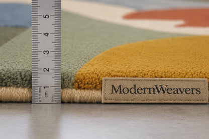 Mid-Century Modern Abstract Geometric Area Rug | Hand-Tufted Earth Tone Rug | Boho Contemporary Accent Rug for Living Room & Bedroom