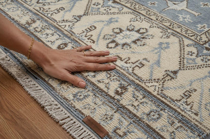 8x10 Hand-Knotted Wool Rug | Light Blue & Ivory Transitional Area Rug | ModernWeavers Artisan Carpet for Living Room or Bedroom