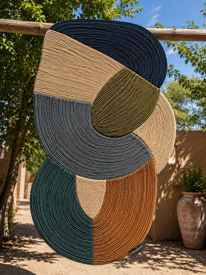 Hand Tufted Botanical Leaf Rug | Earth Tone Mid Century Modern Wavy Carpet