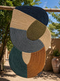 Hand Tufted Botanical Leaf Rug | Earth Tone Mid Century Modern Wavy Carpet