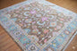 Handmade Transitional Oushak Rug | Earthy Brown with Pastel Palmettes | Luxury Hand-Knotted Wool Carpet