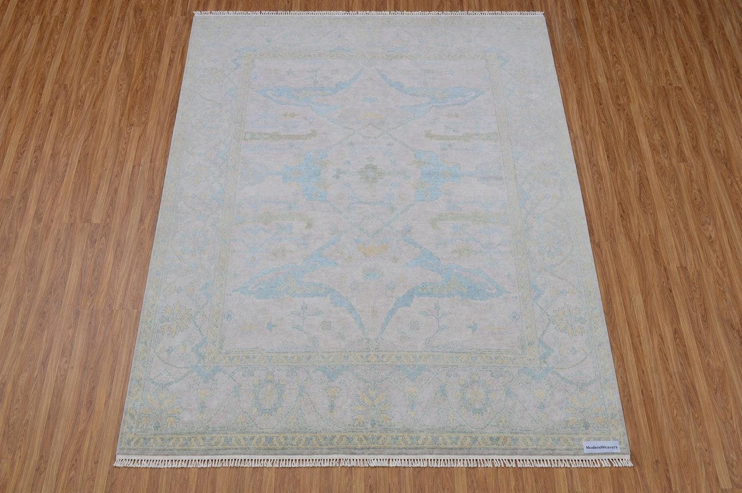 Hand-Knotted Oushak Style Area Rug | Muted Pastel Wool, 8x10 Feet