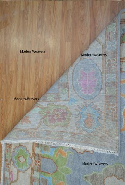 Hand-Knotted Wool Oriental Floral Rug – Soft Blue Pastel Accents, 8x10 Area Carpet