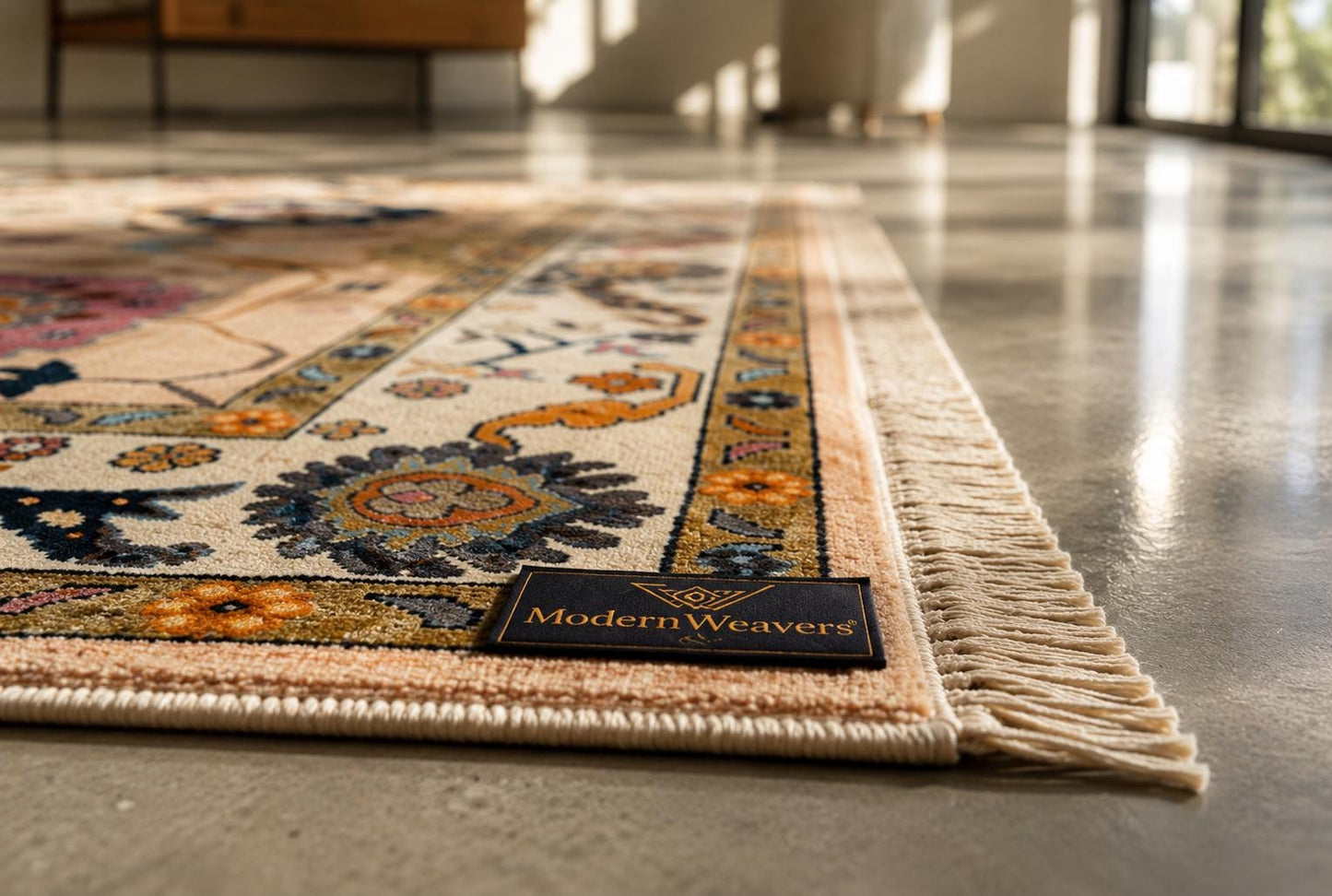 Stunning Hand-Knotted Peach Oushak Rug | ModernWeavers Floral Medallion Rug | Premium Wool Turkish Style Carpet for Living Room or Bedroom