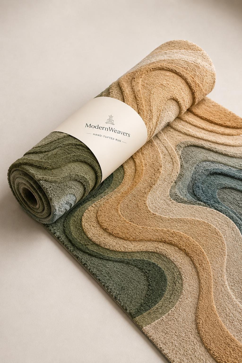 Organic Shape Hand Tufted Rug | 3D Topographic Wavy Design | Earth Tones Neutral Carved Carpet | Aesthetic Modern Abstract Area Rug