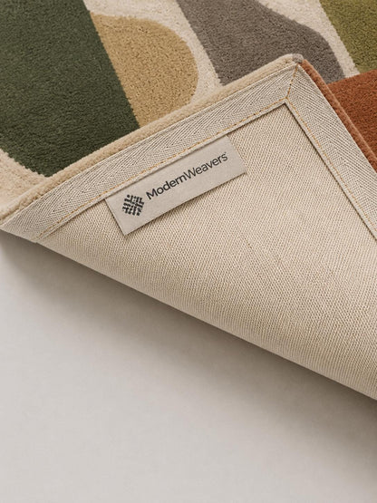 Mid-Century Modern Geometric Area Rug | Hand-Tufted Abstract Arch Design, Earth Tones Carpet