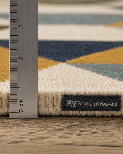 Hand-Tufted Geometric Area Rug | Mid-Century Modern Interlocking Pattern | Textured 3D Handcrafted Carpet by ModernWeavers