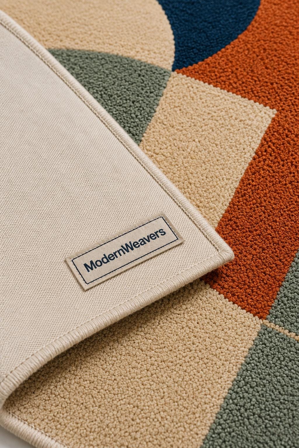 Abstract Geometric Hand-Tufted Wool Rug | Mid-Century Modern Living Room Decor