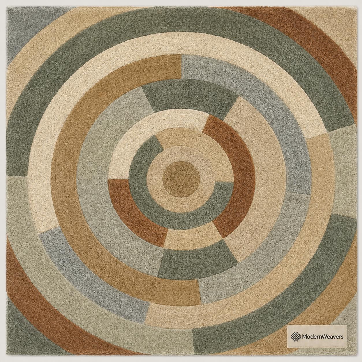 Retro Boho Concentric Ring Rug | Plush Hand-Tufted Modernist Floor Covering | Custom Size Area Rug for Living Room, Bedroom & office rug.