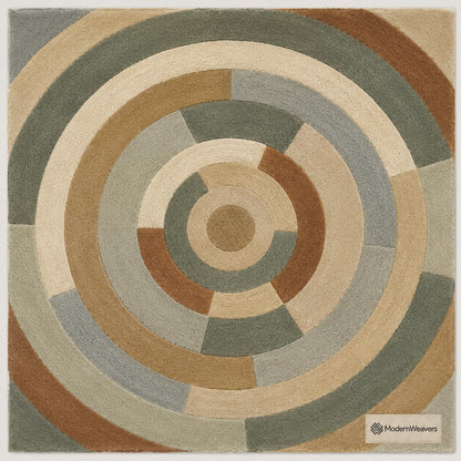 Retro Boho Concentric Ring Rug | Plush Hand-Tufted Modernist Floor Covering | Custom Size Area Rug for Living Room, Bedroom & office rug.