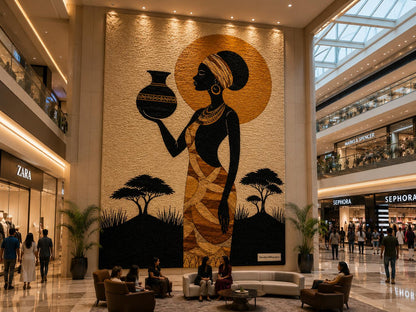 Afrocentric Silhouette Rug | Hand-Tufted African Sunset Floor Art, Boho Decor