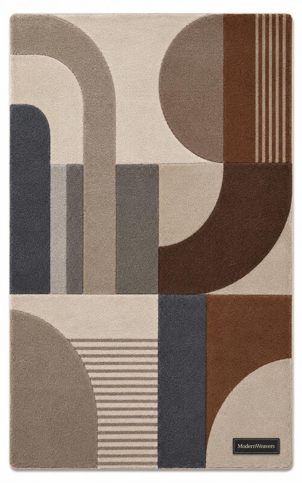 Hand-Tufted Wool Arch Stripe Rug | Bauhaus Mid-Century Modern Abstract Carpet