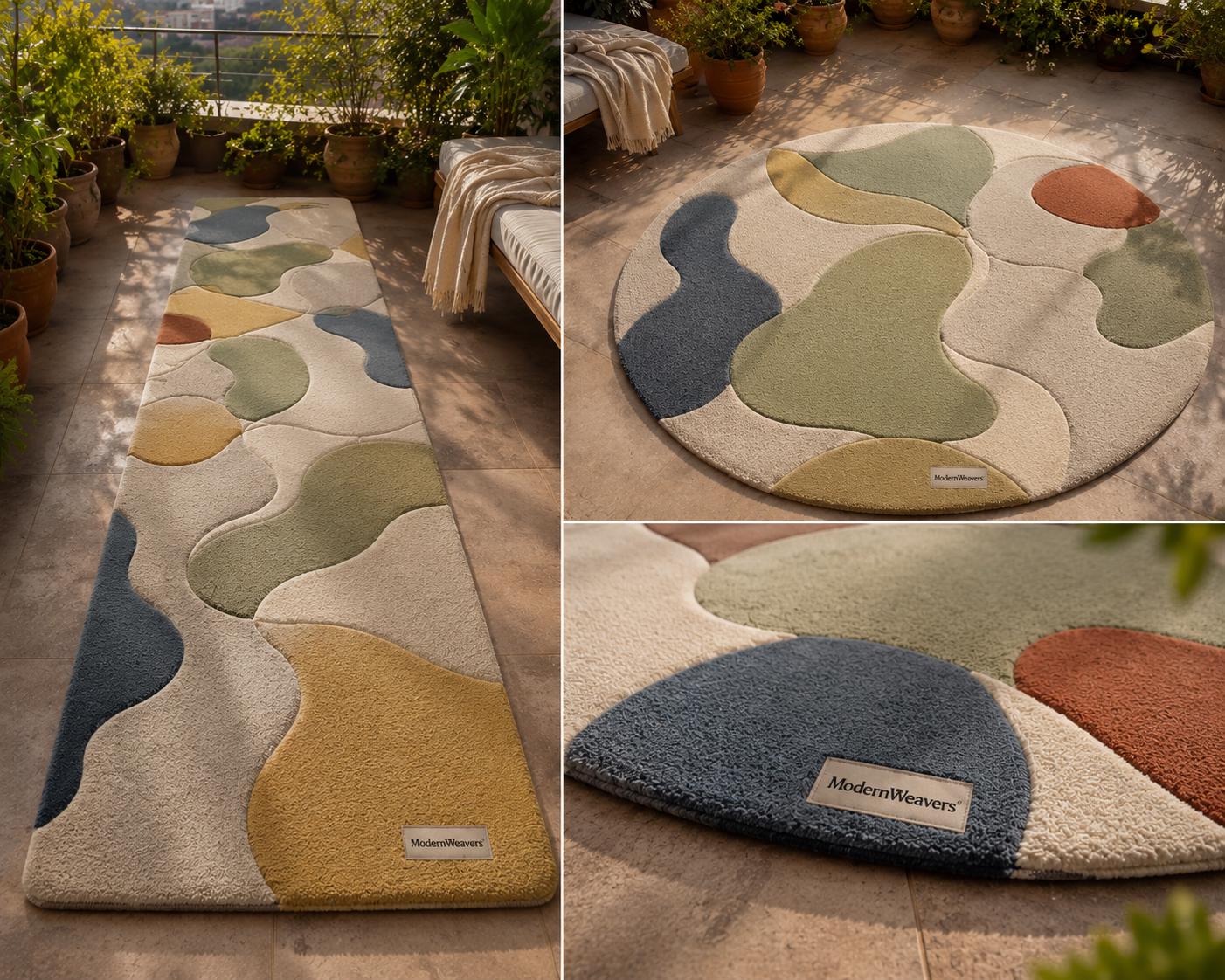 Hand-Tufted Pebble Rug | Organic Wavy Shape Carpet, Wabi Sabi Decor