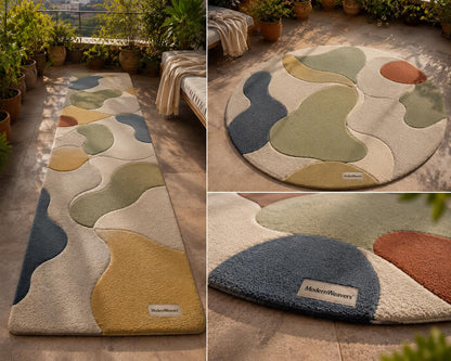 Hand-Tufted Pebble Rug | Organic Wavy Shape Carpet, Wabi Sabi Decor