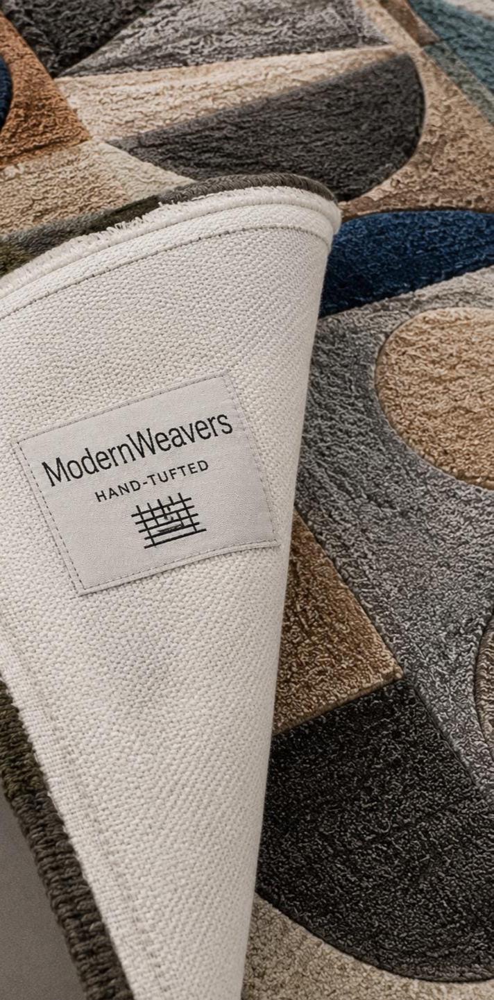 Modern Geometric Hand Tufted Rug | Bauhaus Abstract Art Carpet | Textured Mid-Century Modern Floor Decor | Unique Organic Shape Area Rug