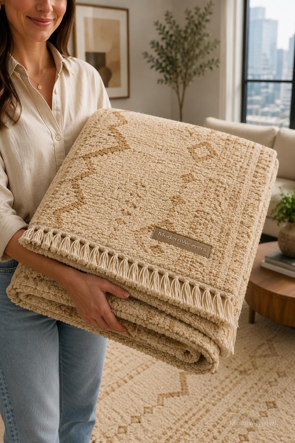 Hand-Knotted Moroccan Rug | Camel Diamond Berber Area Carpet