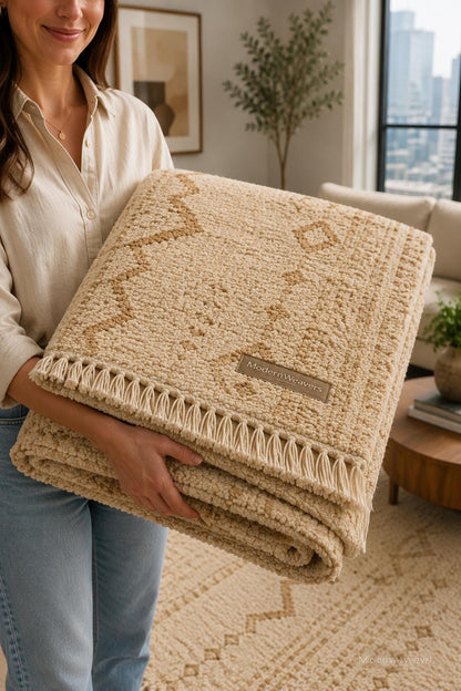 Hand-Knotted Moroccan Rug | Camel Diamond Berber Area Carpet