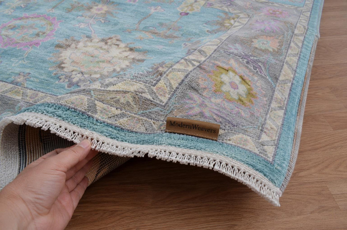 Hand Knotted Wool Oushak Rug | Pastel Floral Turkish Style Area Rug