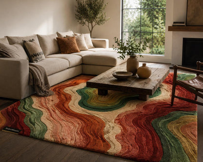 3D Topographical Agate Geode Rug | Hand-Tufted Wool Accent Carpet