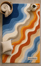 MidCentury Modern Retro Wavy Rug | Hand-Tufted Abstract Area Carpet | Contemporary Fluid Groovy Design Rug for Living Room, Bedroom & Studio