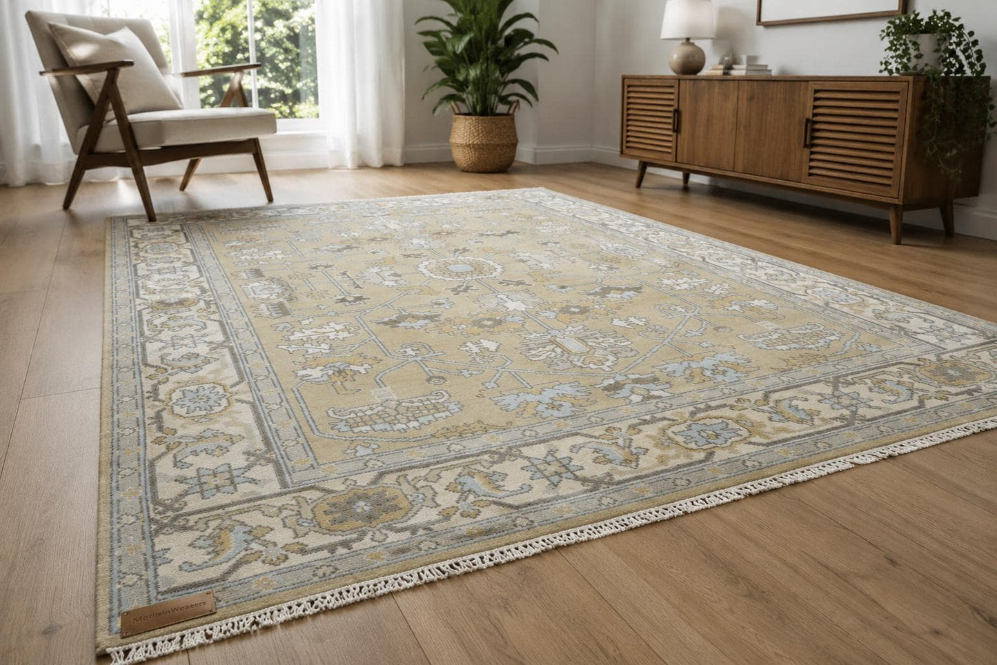 Hand Knotted Wool Rug, Traditional Area Rug, Large Living Room Carpet, Beige Oriental Style Handmade Rug, Premium Quality Home Decor