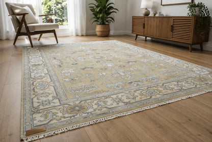 Hand Knotted Wool Rug, Traditional Area Rug, Large Living Room Carpet, Beige Oriental Style Handmade Rug, Premium Quality Home Decor