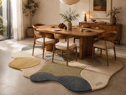 Hand-Tufted Pebble Rug | Organic Wavy Shape Carpet, Wabi Sabi Decor