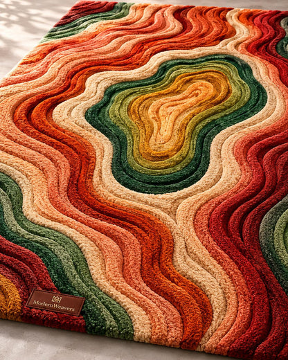 3D Topographical Agate Geode Rug | Hand-Tufted Wool Accent Carpet