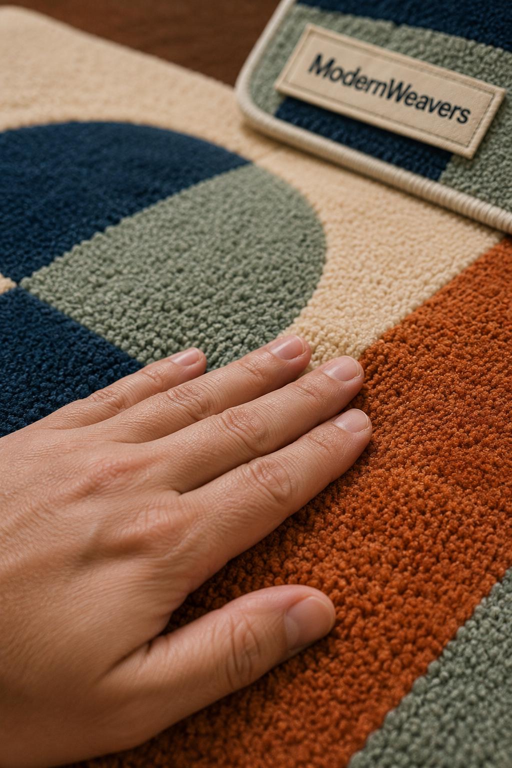 Abstract Geometric Hand-Tufted Wool Rug | Mid-Century Modern Living Room Decor