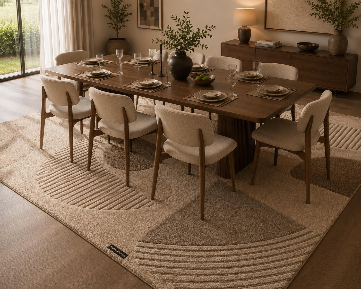 Luxury Modern Abstract Hand-Tufted Wool Rug | Neutral Beige & Taupe Area Rug for Living Room