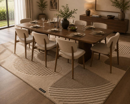Luxury Modern Abstract Hand-Tufted Wool Rug | Neutral Beige & Taupe Area Rug for Living Room