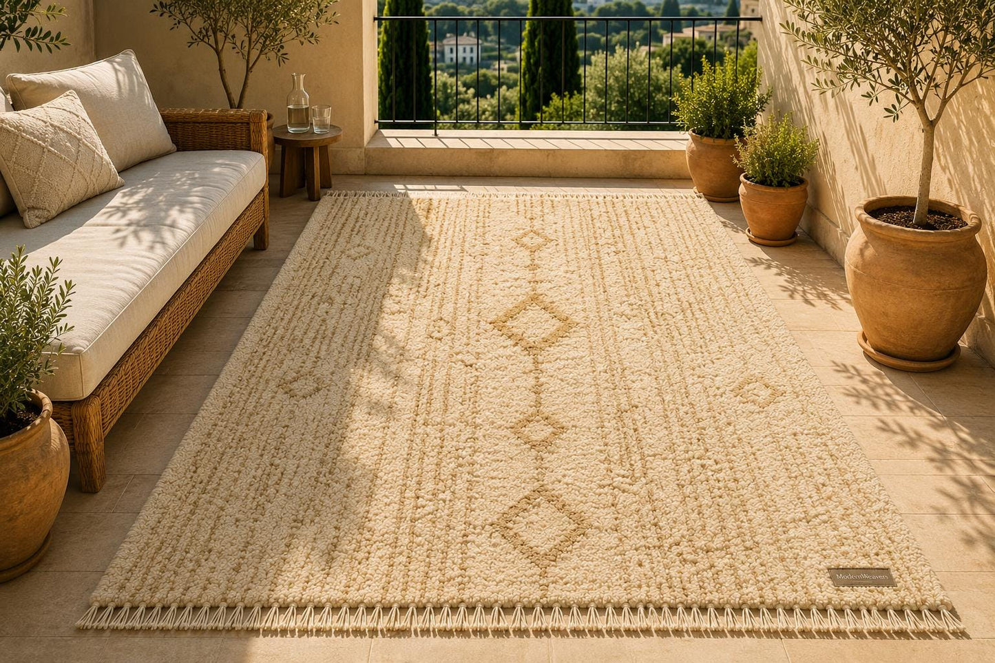 Hand-Knotted Moroccan Rug | Camel Diamond Berber Area Carpet