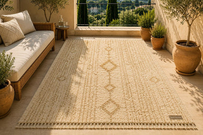 Hand-Knotted Moroccan Rug | Camel Diamond Berber Area Carpet