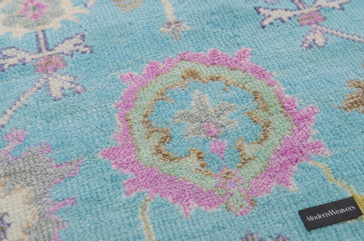 Hand Knotted Wool Oushak Rug | Pastel Floral Turkish Style Area Rug