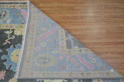 The Serana Hand-Knotted Oushak Wool Rug – 9'x12', Gray & Pastel Blue