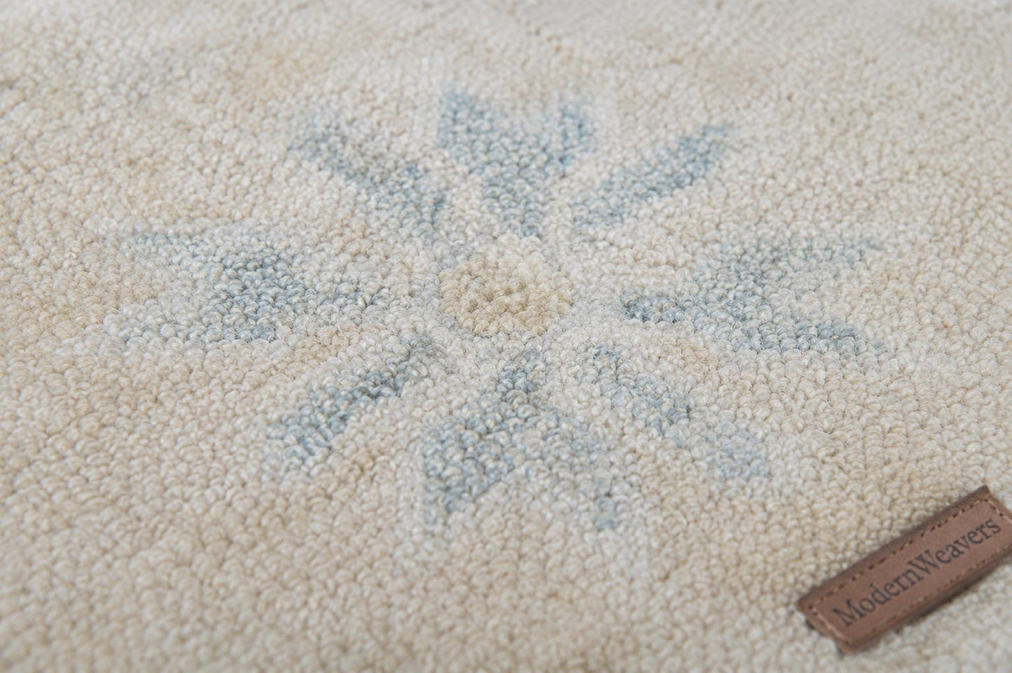 8x10 Hand-Knotted Transitional Area Rug | Ivory & Soft Blue Geometric Floral Motif