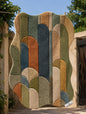 Organic Shape Hand Tufted Rug | Mid-Century Modern Geometric Arch Design | Colorful Retro Carved Area Rug | Abstract Bauhaus Carpet
