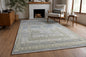Hand-Knotted Oushak Style Rug | Muted Pastel Blue, Ivory, Taupe Wool Area Carpet