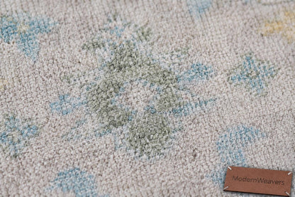 Hand-Knotted Oushak Style Area Rug | Muted Pastel Wool, 8x10 Feet