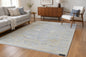 Hand Knotted Wool Area Rug | Muted Blue Beige Gold Oushak Style Traditional 8x10