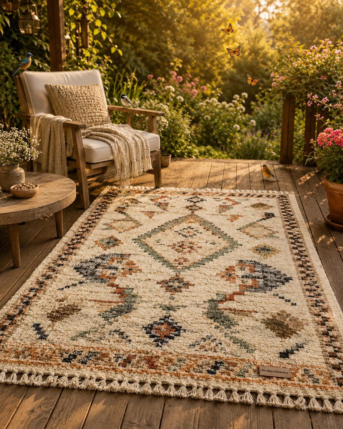 Hand-Knotted Moroccan Rug | Geometric Tribal Berber Shag Area Rug
