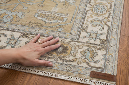 Hand Knotted Wool Rug, Traditional Area Rug, Large Living Room Carpet, Beige Oriental Style Handmade Rug, Premium Quality Home Decor