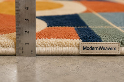 Abstract Geometric Hand-Tufted Wool Rug | Mid-Century Modern Living Room Decor