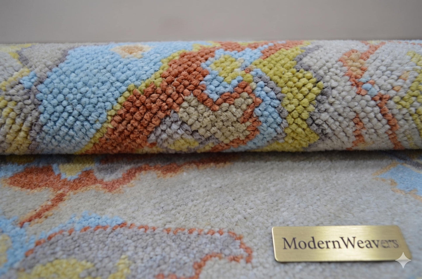 Hand Knotted 8x10 Oushak Rug | Grey and Light Blue Floral Wool Area Rug | Artisanal ModernWeavers Carpet | Living Room Decor