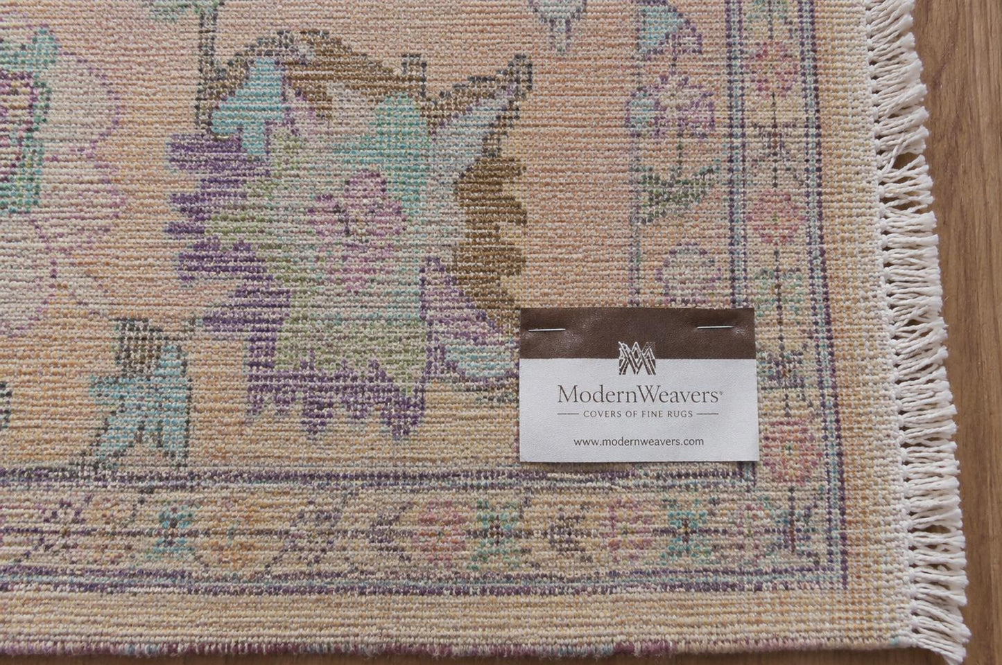 Pastel Peach Hand Knotted Rug | Large Floral Turkish Oushak Carpet | Muted Lavender and Green Accent Rug | Wool Area Rug