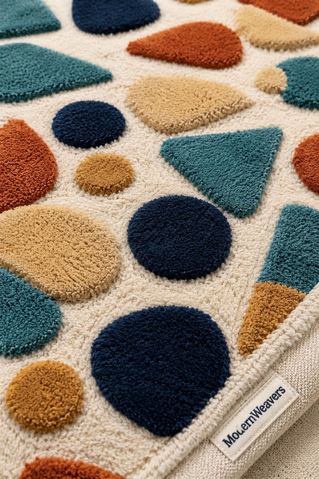 Playful Abstract Stone Pattern Rug | Modern Artisan Tufted Area Carpet | Colorful Minimalist Living Room Accent